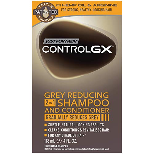 Just For Men Control GX Grey Reducing 2 in 1 Shampoo and Conditioner, Gradually Colors Hair, 4 Ounce