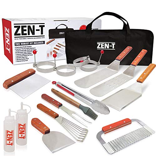 ZEN-T - 17 Piece Grill Griddle BBQ Tool Kit - Heavy Duty Professional Grade Stainless Steel BBQ Tools - Perfect Grilling Utensils for All Your Grilling Needs  Outdoor and Indoor BBQ Accessories