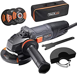 TACKLIFE 8.5Amp Angle Grinder Tool, 4-1/2-Inch Angle Grinder 12000RPM, with Anti-Vibration Handle, 5 Accessories, 1 Storage Bag-P9AG115