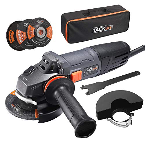 TACKLIFE 8.5Amp Angle Grinder Tool, 4-1/2-Inch Angle Grinder 12000RPM, with Anti-Vibration Handle, 5 Accessories, 1 Storage Bag-P9AG115