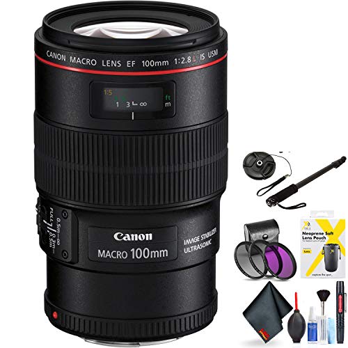 Canon EF 100mm F/2.8L Macro is USM Lens for Canon 6D, 5D Mark IV, 5D Mark III, 5D Mark II, 6D Mark II, 5Dsr, 5Ds, 1Dx, 1Dx Mark II + Accessories (International Model)