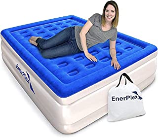 EnerPlex Dual Pump Luxury Queen Size Air Mattress Airbed with Built in Pump Raised Double High Queen Blow Up Bed for Home Camping Travel 2-Year Warranty