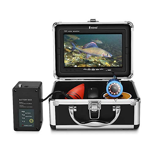 Eyoyo Underwater Fishing Camera Video Fish Finder 7 Inch LCD Monitor 1000 TVL Waterproof Camera Adjustable Infrared & White Light for Ice Lake Sea Boat Kayak Fishing 30m(98ft) Cable