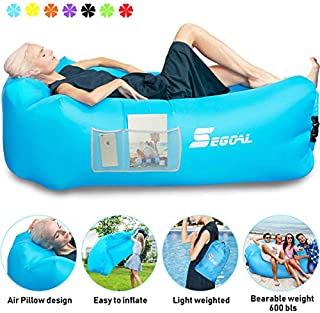 Inflatable Lounger Air Sofa Pouch Inflatable Couch Air Chair Hammock with Pillow Portable Waterproof Anti-Air Leaking for Indoor/Outdoor Camping Hiking Travel Pool Beach Picnic Backyard Lakeside