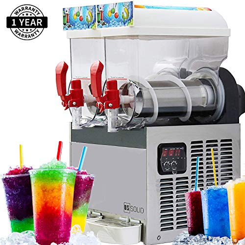 Slush Machine- Slushie Machine with Two 15L Tanks, 110V and 60Hz, Make the Perfect Fine Ice Slushies with the Frozen Drink Machine, Parts Available in the USA from Cleveland Ohio, a U.S. Solid Product