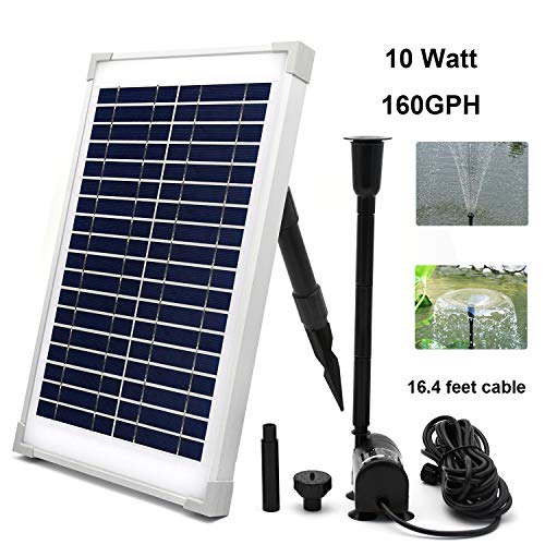 ECO-WORTHY Solar Fountain Water Pump Kit 10W Solar Panel Submersible Powered Pump for Small Pond, Garden Decoration, Pool, Birdbath