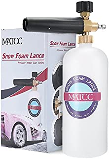 MATCC Adjustable Foam Cannon I Liter Bottle Snow Foam Lance Fit 1/4