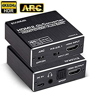 4K HDMI to HDMI and Audio Extractor, Koopman HDMI to HDMI + Optical Toslink (5.1 SPDIF) + 3.5mm AUX Stereo Audio Converter, HDMI Audio Adapter, Supports HDMI 2.0b/4K@60Hz/HDCP 2. 2/3D/Dolby 5.1