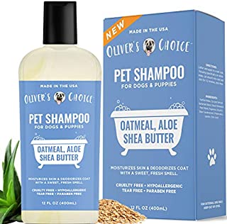 Dog Shampoo with Oatmeal and Aloe. Shea Butter for Smelly Dogs, Dry Itchy Skin, Puppy Shampoo, and Sensitive Skin by Oliver's Choice 14 oz