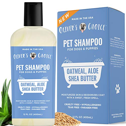 Dog Shampoo with Oatmeal and Aloe. Shea Butter for Smelly Dogs, Dry Itchy Skin, Puppy Shampoo, and Sensitive Skin by Oliver's Choice 14 oz