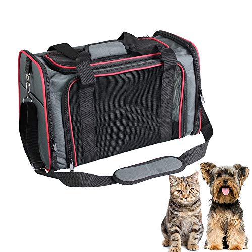 GOOPAWS Soft-Sided Pet Travel Carrier, Airline Approved Cat Carriers Dog Carrier Collapsible, Durable, Top Loading, Car Seat for Dogs and Cats and Small Medium Animal, 17