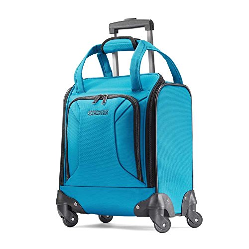 American Tourister Zoom Softside Luggage with Spinner Wheels, Teal Blue, Underseater