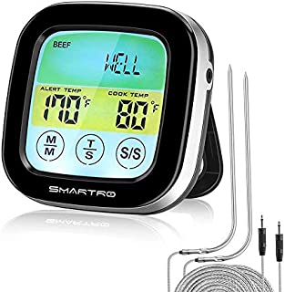 SMARTRO ST59 Digital Meat Thermometer for Oven BBQ Grill Kitchen Food Smoker Cooking with 2 Probes and Timer