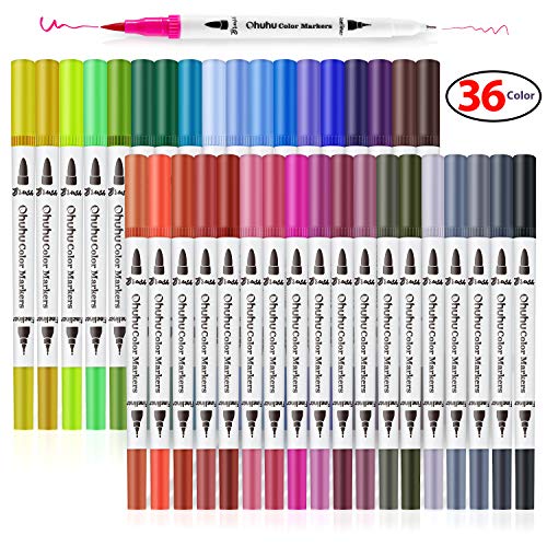 36 Colors Art Markers, Ohuhu Dual Tips Coloring Brush Marker