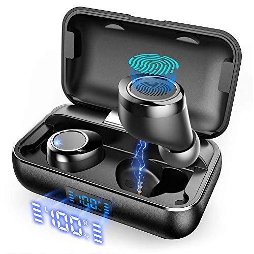 True Wireless Earbuds, VANKYO X200 Bluetooth 5.0 Earbuds in-Ear TWS Stereo Headphones with Smart LED Display Charging Case IPX8 Waterproof 120H Playtime Built-in Mic with Deep Bass for Sports Work