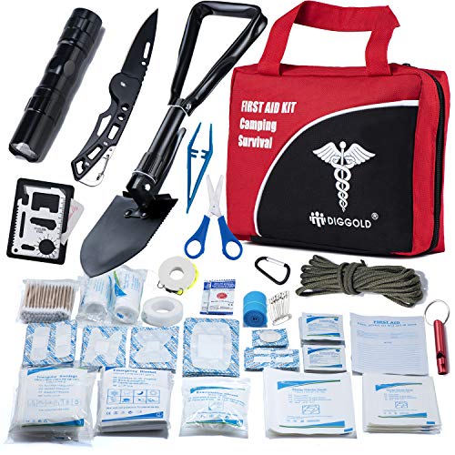 First Aid Kit Home Comprehensive 25 Items 131 Piece Soft Case Bag for Camping Hiking Car Emergency Survival Outdoor Sports Office by DIGGOLD