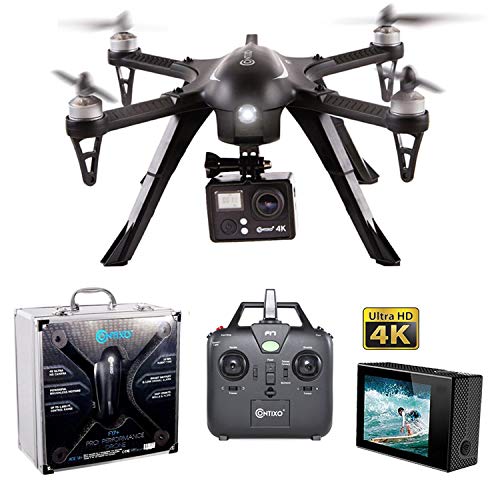 Contixo F17+ RC Quadcopter Photography Drone 4K Ultra HD Camera 16MP, Brushless Motors, 1 High Capacity Battery, Supports GoPro Hero Cameras, Alum Hard Case (Renewed)