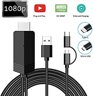 2-in-1 USB Type C/Micro USB to HDMI Cable 6.6ft, Weton MHL to HDMI Adapter 1080P HD HDTV Mirroring &Charging Cable, Digital AV Video Adapter for All Android Smartphones to TV/Projector/Monitor