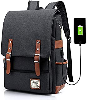 Junlion Unisex Business Laptop Backpack College Student School Bag Travel Rucksack Daypack with USB Charging Port Black