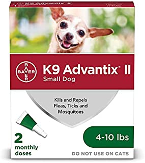 Bayer K9 Advantix II Flea, Tick and Mosquito Prevention for Small Dogs, 4 - 10 lb, 2 doses