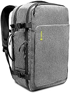 tomtoc 38L Travel Backpack, Flight Approved Carry on Backpack Hand Luggage, Water-resistant Anti-Theft Business Rucksack Large Weekender Bag with Rain Cover Fits 17.3 Inch Laptop  Gray