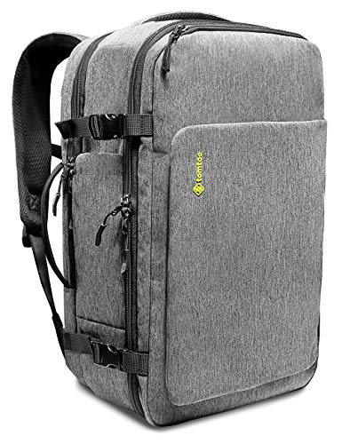 tomtoc 38L Travel Backpack, Flight Approved Carry on Backpack Hand Luggage, Water-resistant Anti-Theft Business Rucksack Large Weekender Bag with Rain Cover Fits 17.3 Inch Laptop  Gray