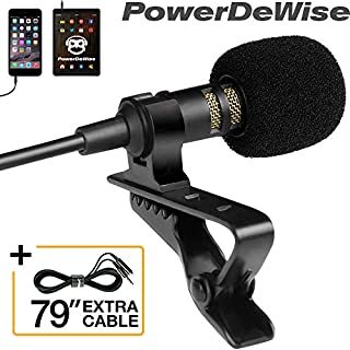 Professional Grade Lavalier Lapel Microphone Omnidirectional Mic with Easy Clip On System Perfect for Recording Youtube / Interview / Video Conference / Podcast / Voice Dictation / iPhone/ASMR