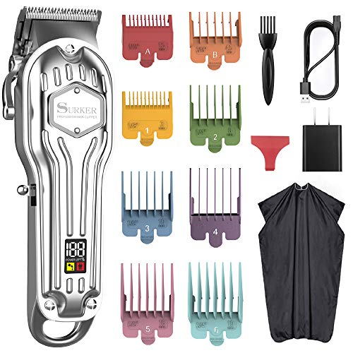 SURKER Mens Hair Clipper Cord Cordless Clippers Hair Trimmer Beard Trimmer Professional Haircut Kit For Men Rechargeable LED Display