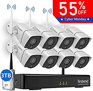 1080P Wireless Security Camera System, Firstrend 8CH Wireless NVR System with 8pcs 1080P HD Security Camera and 3TB Hard Drive Pre-Installed,P2P Wireless Security System for Indoor and Outdoor Use