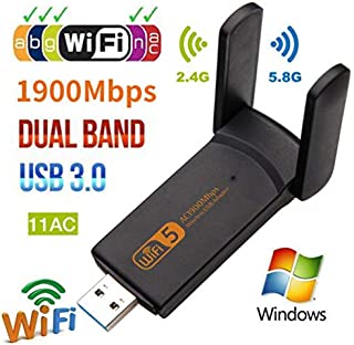 USB WiFi Adapter, 1900mbps Dual Band 2.4G/ 5G Wireless Adapter, Mini Wireless Network Card WiFi Dongle for Laptop/Desktop/PC, Support Windows10/8/8.1/7/Vista/XP/2000, Mac OS X 10.6-10.14 (Black)