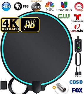 All-New 2020 Indoor HDTV Digital Antenna 4K HD Freeview Life Local Channels All Type Television Switch Amplifier Signal Booster to 150 Mile, Professional Round Shape