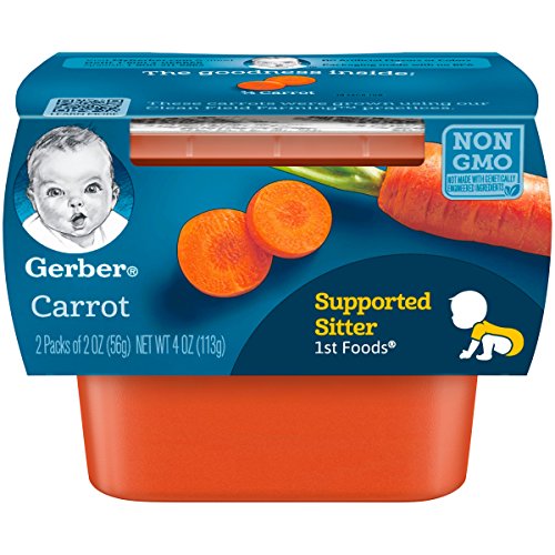 Gerber 1st Foods, Carrot Pureed Baby Food, 2 Ounce Tubs, 2 Count (Pack of 8)