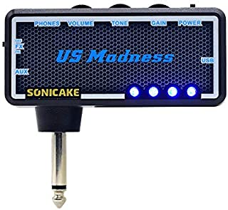 SONICAKE US Madness Plug-In USB Chargable Portable Pocket Guitar Bass Headphone Amp Carry-On Bedroom Effects