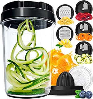 Vegetable Spiralizer Vegetable Slicer - 8-in-1 Zucchini Spaghetti Maker Zoodle Maker Veggie Spiralizer - Zucchini Noodle Maker Spiralizer Handheld Cheese Grater Zester Lemon Squeezer Citrus Juicer