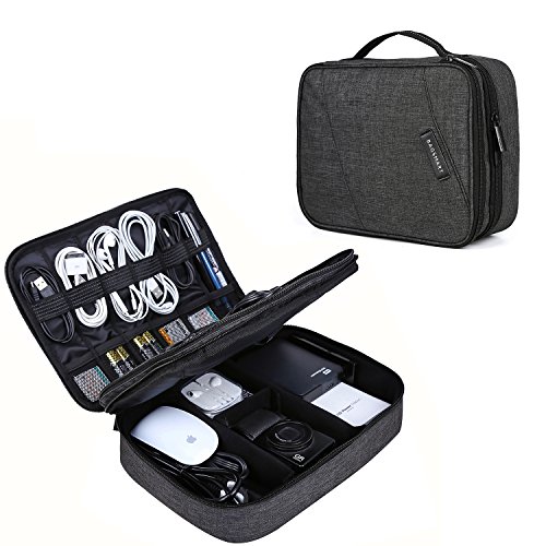 Electronic Organizer, BAGSMART Cord Organizer Travel, Large Electronics Accessories Organizer Bag Double Layer for Tablet 10.5