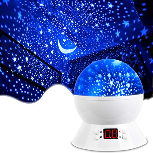 MOKOQI Star Projector Night Lights for Kids With Timer, Gifts for 1 - 14 Year Old Girl and Boy, Room Lights for Kids Glow in The Dark Stars and Moon can Make Child Sleep Peacefully and Best Gift-White