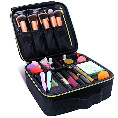 MONSTINA Makeup Train Cases Professional Travel Makeup Bag Cosmetic Cases Organizer Portable Storage Bag for Cosmetics Makeup Brushes Toiletry Travel Accessories