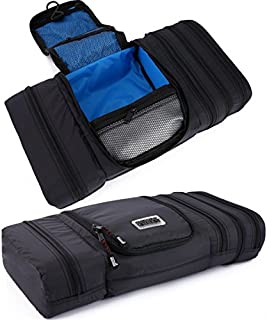 Pro Packing Cubes Travel Toiletry Bag - Packs Flat To Save Space - Waterproof Hanging Toiletries Kit For Men and Women - Graphite-Blue