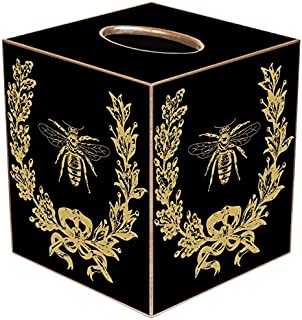 Tissue Box Cover French Country Decor French Bee Decorations Tissue Holder Bedroom Decor Bathroom Decor Desk Decor Gold Black 5