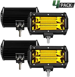 TURBO SII Led Light Bar 5 Inch 4PCS 288W Led Work Lights Waterproof S/F Combo Off Road Pod Lights Yellow Snow Driving Fog Light Lamps For Jeep Trucks ATV UTV Polaris SUV Boat Car 4WD Golf Cart