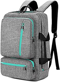 SOCKO 17 Inch Laptop Backpack Convertible Backpack Travel Computer Bag Hiking Knapsack Rucksack College Shoulder Back Pack Fits up to 17 Inches Laptop Notebook for Men/Women, Grey-Green