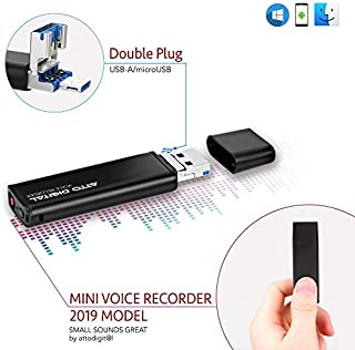 Mini Voice Activated Recorder  Slim USB Flash Drive | 26 Hours Battery | 8GB - 94 Hours Capacity | 512 Kbps Audio Quality | Easy to Use USB Memory Stick Sound Recorder | lightREC by aTTo Digital