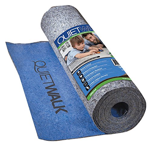 QuietWalk Underlayment for Laminate Flooring with Attached Vapor Barrier Offering Superior Sound Reduction, Moisture Protection, and Compression Resistance, 100 sq. ft, Blue