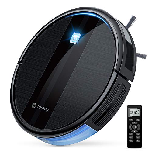 Coredy Robot Vacuum Cleaner, 1700Pa Strong Suction, Super Thin Quiet Robotic Vacuum, Multiple Cleaning Modes/Automatic Self-Charging Robot Vacuum for Pet Hair, Hard Floor to Medium-Pile Carpets