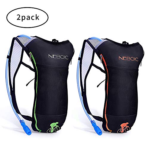 Neboic 2Pack Hydration Backpack Pack with 2L Hydration Bladder - Lightweight Water Backpack Keeps Water Cool up to 4 Hours with Big Storage for Kids Women Men Hiking Cycling Camping Music Festival