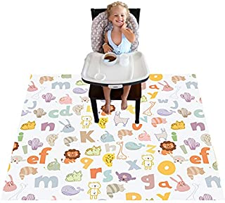 Highchair Floor Mat, Baby Splat Mat for Under High Chair/Arts/Crafts, Womumon Waterproof Spill Mat Non-Slip Splash Mat, Washable Mess Mat and Table Cloth (Alphabet)