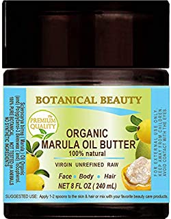 Organic MARULA Oil BUTTER Virgin, Unrefined Raw 8 Fl.oz.- 240 ml Moisturizer for FACE, DRY SKIN, BODY, DAMAGED HAIR, NAILS, Anti-Aging, Healing by Botanical Beauty