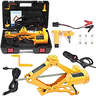 Electric Car Floor Jack 3 Ton All-in-one Automatic 12V Scissor Lift Jack Set for Sedans SUV w/Double Saddles Remote Tire Change Repair Emergency Tool Kits Vehicle Floor Jack Wheel Change(3T)