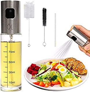 Olive Oil Sprayer Mister Spritzer for Cooking Air Fryer Oil Dispenser Bottle with Bottle Brush and Replace Tube for Vinegar Soy Sauce Mini Kitchen Gadgets for BBQ,Making Salad, Baking, Grilling