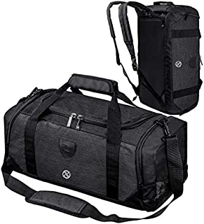 Gym Duffle Bag Backpack Waterproof Sports Duffel Bags Travel Weekender Bag for Men Women Overnight Bag with Shoes Compartment Black-Perfect Fathers Day Gifts for Dad/Men/Husband